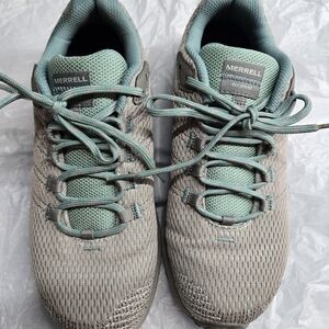 Merrell FlyStrike Gray and Teal Athletic Trail Shoes
